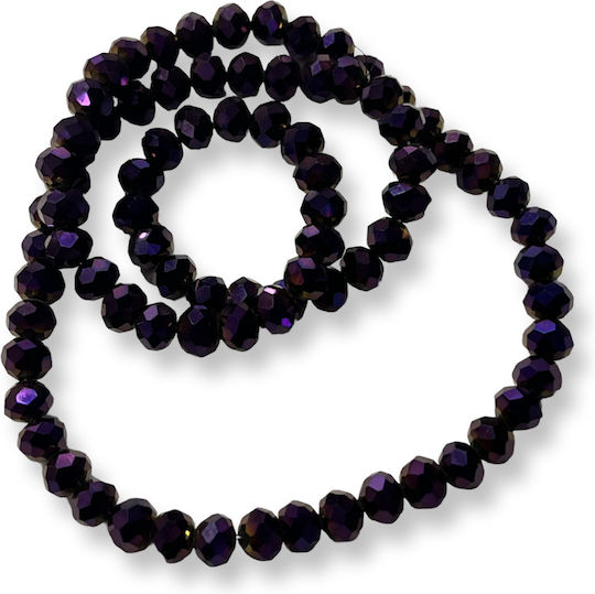 Purple Glass Bead Spacer Metal 6mm 4 Pieces