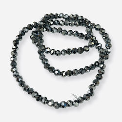 Glass Bead Silver Washer 4mm 4 Pieces