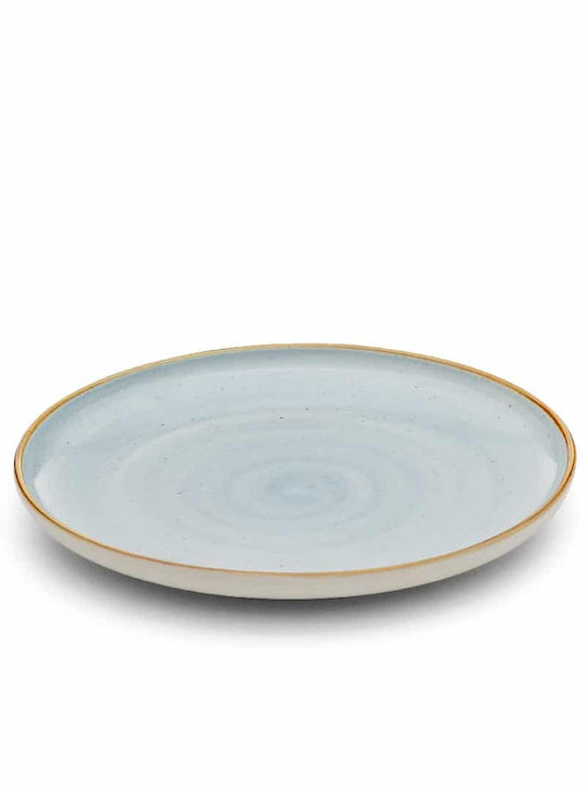 Yuk Shallow Serving Plate Made of Light Blue Porcelain with Diameter 20cm 6 Pieces