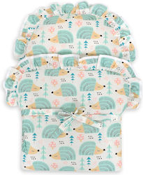Doll Blanket Wrap Ties Mint Hedgehogs