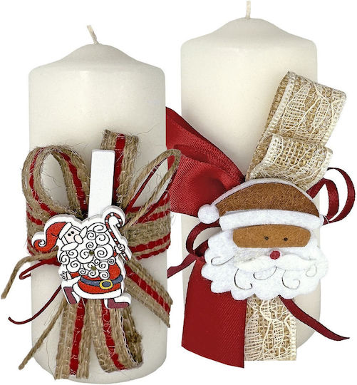 XMASfest Χριστουγεννιάτικο Κερί Λευκό 12x5εκ.