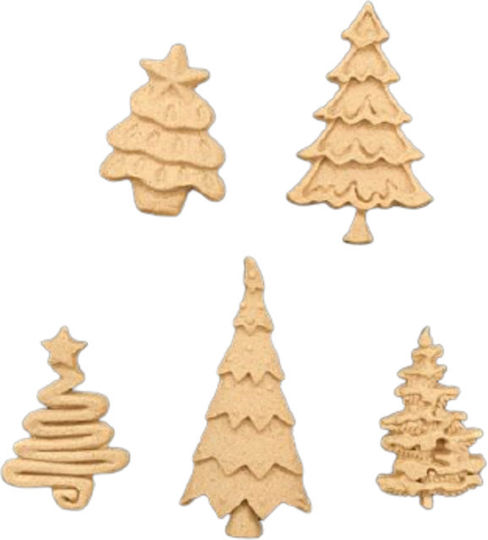 Wooden Carved Christmas Tree Decoration Set of 5 Pieces