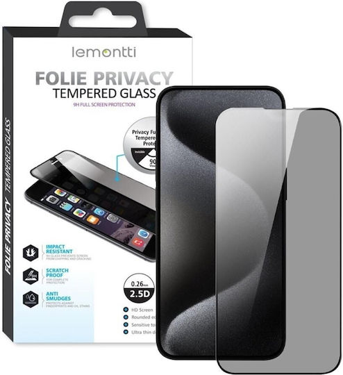 Lemontti Vollflächiger Datenschutz Tempered Glass Displayschutzfolie Samsung Galaxy S25 Plus Schwarzes