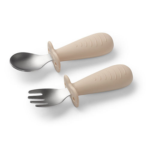 Babyono Baby Set with Spoons made of Silicone for 12+ months Beige 2pcs