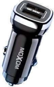 Moxom Car Charger 36W 3A Fast Charging with Ports: 2xUSB Black Color