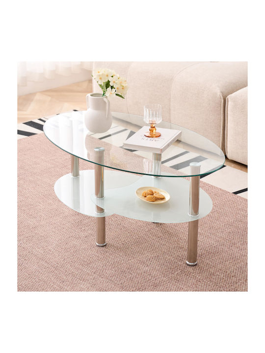 Oval Central Coffee Table Undasta Glass Transparent W90xD55xH43cm