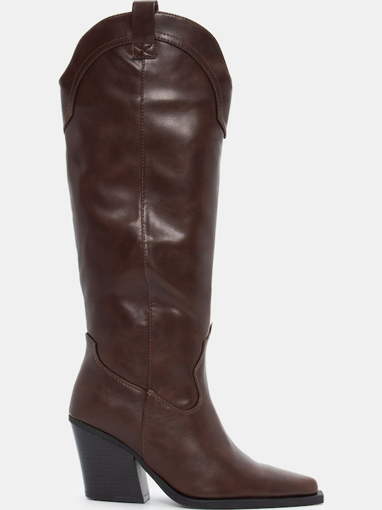 Luigi Women's Cowboy Boots with Mid Heel Brown