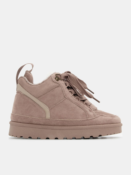 Stiefeletten Damen mit Pelz Beige