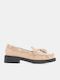Leather Women's Loafers in Beige Color