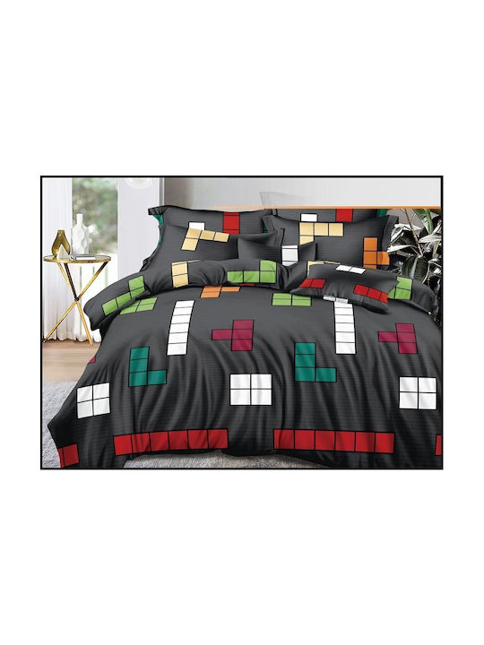 Detexpol Set Kinderbettbezug Einzel mit Kissenbezug Gray 160x200cm
