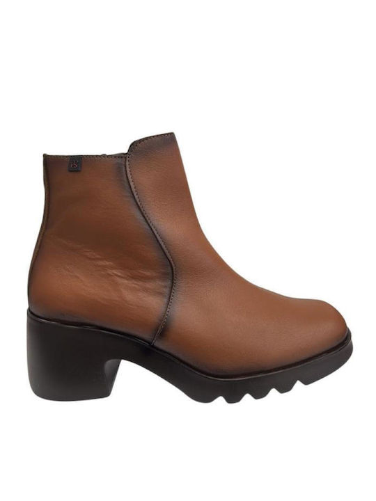 Leather Women's Ankle Boots Tabac Brown