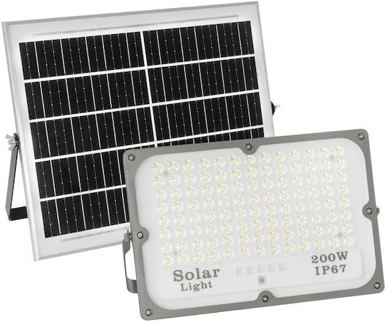 GloboStar Rezistent la apă Solar Proiector LED 200W Alb Rece 6000K cu Telecomandă IP65