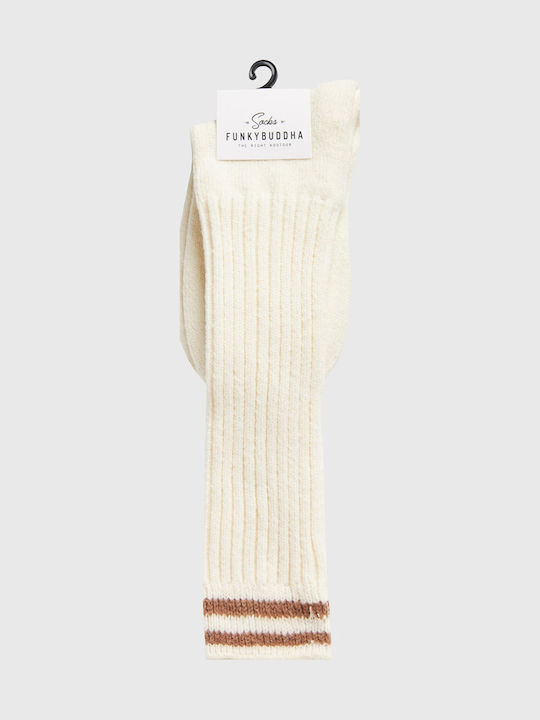 Funky Buddha Women's Patterned Socks Off White Cream