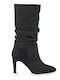 Wildleder Damenstiefel mit hohem Absatz Schwarz