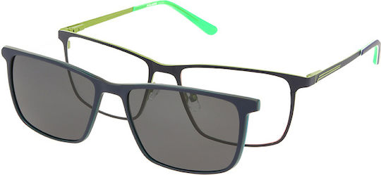 Solano Cl 10163e Men's Eyeglass Frame Polarized Clip-on Metal Black 57 Mm