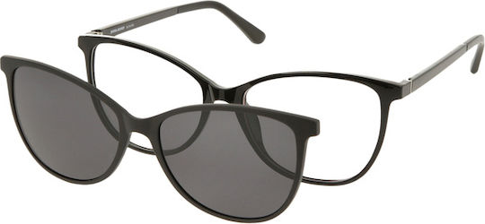 Solano Cl 90190e Women's Eyeglasses Polarized Clip-on Plastic Black 54 Mm