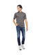 Cover Men's Jeans Pants Cropped Elastic with Slim Application Blue
