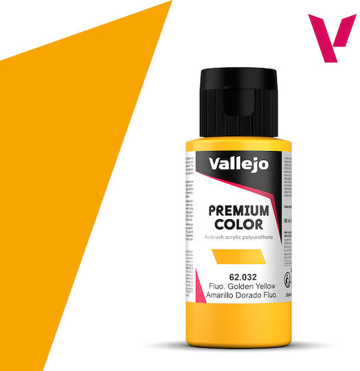 Premium Airbrush Fluorescent Colour Vallejo 60ml Golden Yellow Fluorescent 6