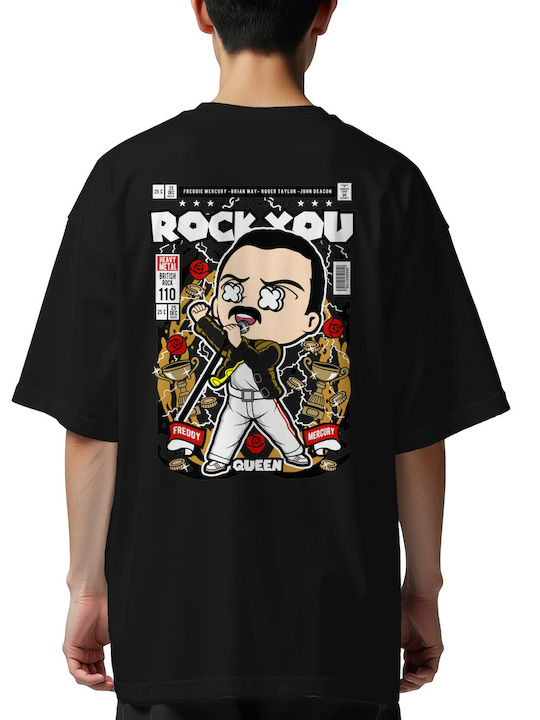 Oversized T-shirt Freddy Mercury Pop Culture Black