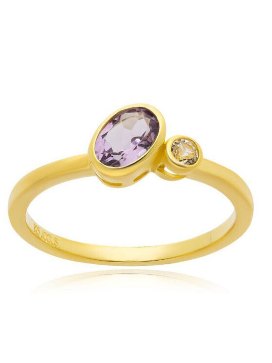 Jools Damen Ring mit Steinen aus Silber Vergoldet
