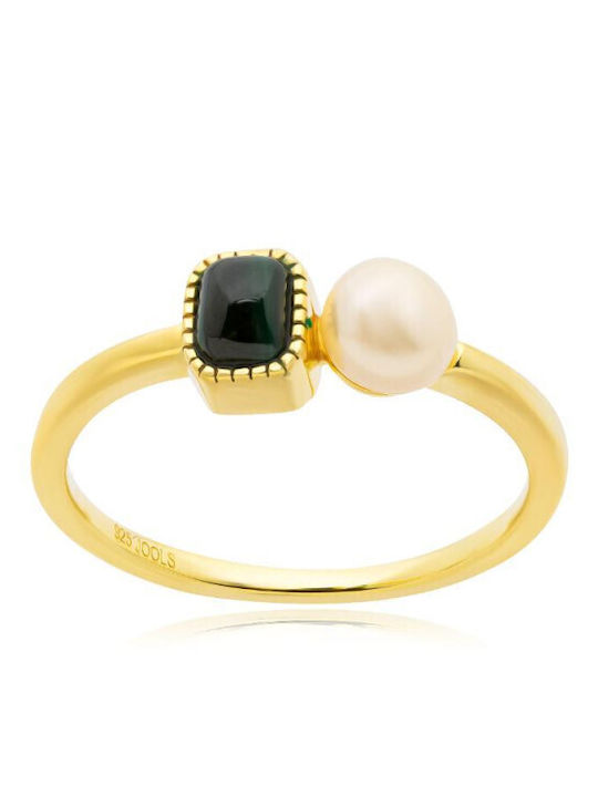 Jools Damen Ring mit Perlen aus Silber Vergoldet