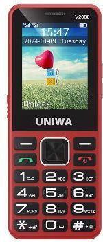 Uniwa V2000 Dual SIM Mobile with Large Buttons Red