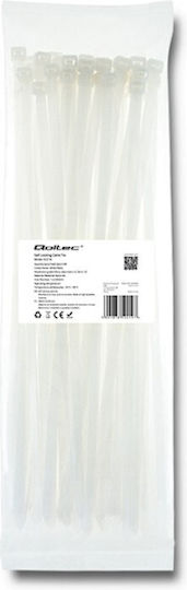 Qoltec Cable Ties Plastic 350mm x 7.2mm in White Colour (50 pcs) (52219)
