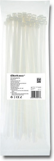 Qoltec Cable Ties Plastic 300mm x 7.2mm in White Colour (50 pcs) (52217)
