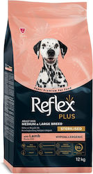 Reflex Plus Adult Dog Medium & Large Breeds Light & Sterilised Complete Low-calorie Food Sterilised Dogs Medium Large Breeds Lamb Rice 12 Kg