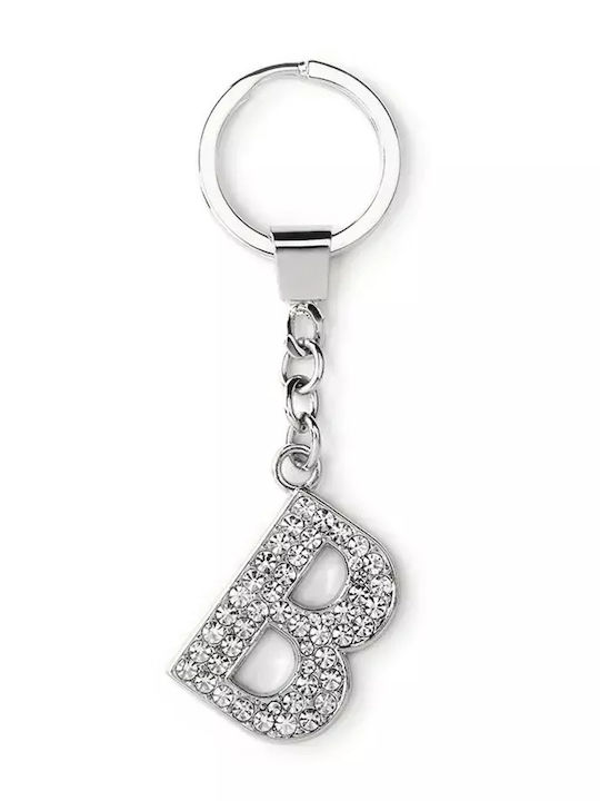 Metal Keychain Russ Berrie *93346-b O Letter B Stones 9 Cm Silver
