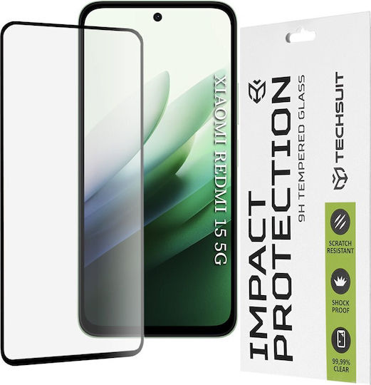 Techsuit 0.33mm Vollkleber Vollflächig gehärtetes Glas Schwarz (Redmi 15)