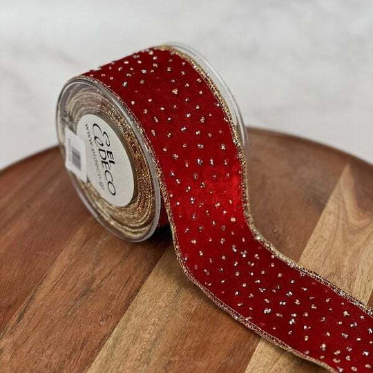 ED Collection Christmas Ribbon Red 450x4.5cm 1pc