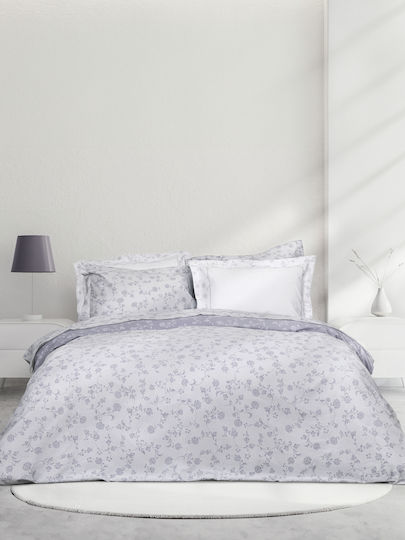 Nima Sirena Σετ King Size 4τμχ 180x200+32εκ. με Λάστιχο Γκρι, Λιλά
