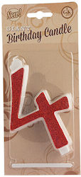 Giant Number Candles No.4 Red Lumea