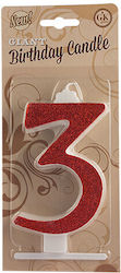Giant Number Candles No.3 Red Lumea