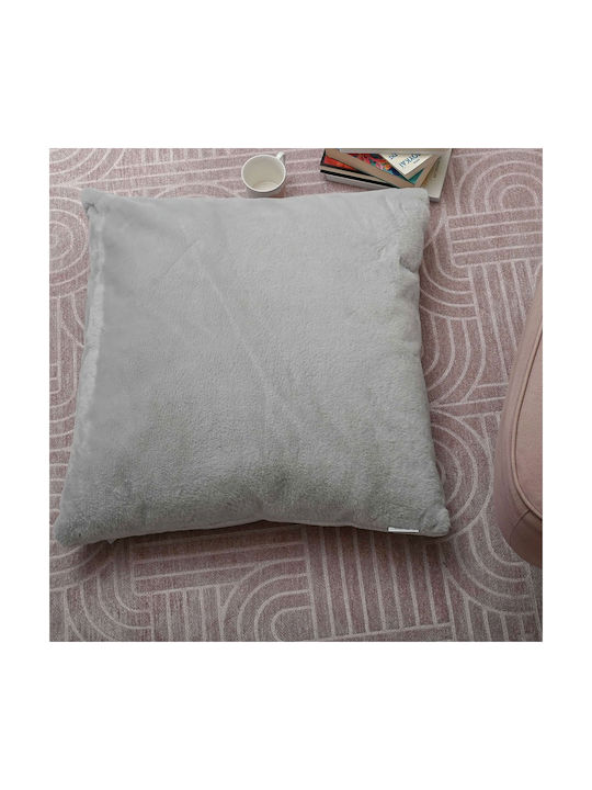 Furry Silver Sofa Cushion 70x70cm