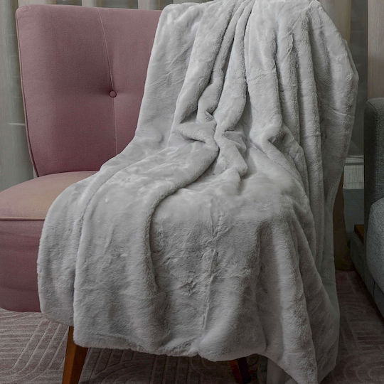 POL Dreisitzer-Sofa Wurf Pelzartig 180x280cm Silber