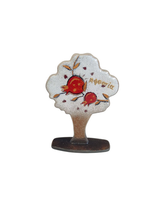 Brad Din Sticlă Cu Bază Din Sticlă Alb-Crem-Roșu 12,5cm "Kallisti"