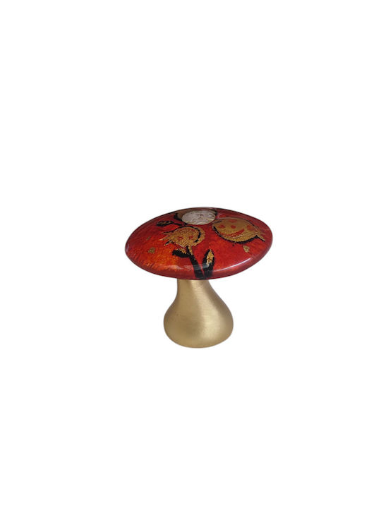 Ciupercă Din Sticlă Cu Bază Metalică Roșu-Auriu 6,5cm "Kallisti"