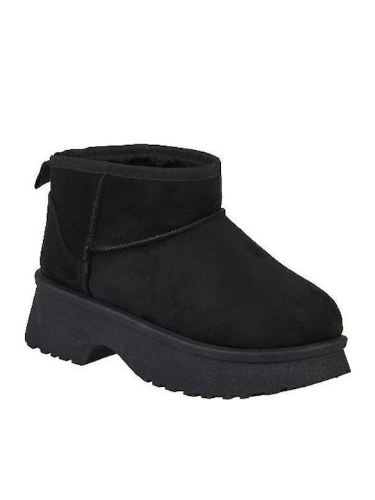 Elenross Women's Ankle Boots with Fur Black