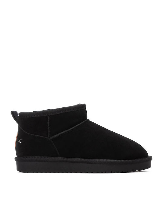 Leder Stiefeletten Damen Schwarz
