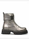 Leather Women's Ankle Boots Silver