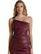 Women's Blouse Leather with Zipper Bordeaux