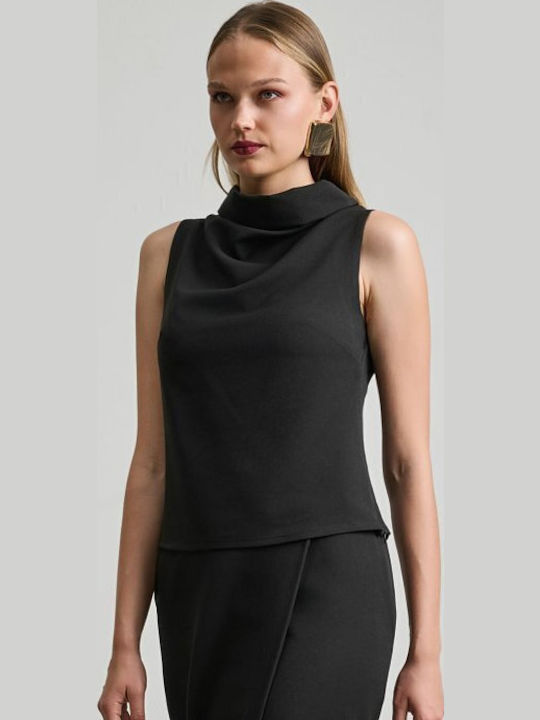Desiree Women's Blouse Sleeveless Drape Black