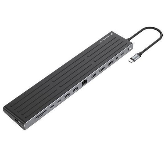 Conceptronic USB-A / USB-C Stație de andocare cu HDMI 4K PD Ethernet Negru (DONN32B)