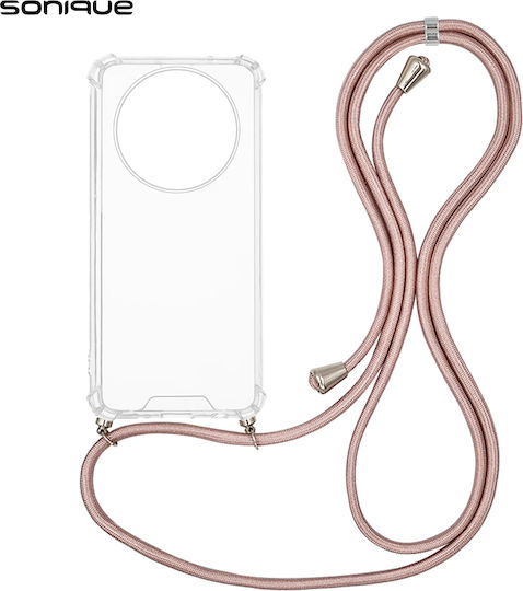Θήκη Σιλικόνης Κορδόνι Sonique Armor Clear Honor Magic7 Lite 5g Ροζ Χρυσό Σατινέ