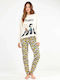Gisela Winter Damen Pyjama-Set Ecru