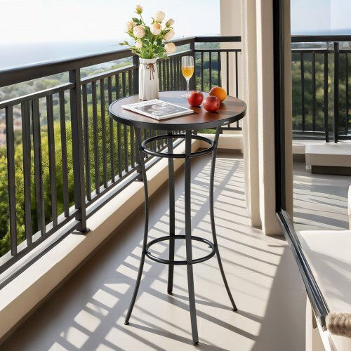 Outdoor Bar Free Standing Metal Table Black 60x60x101cm