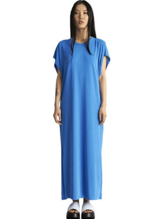 Summer Maxi Dress Black Sky Blue