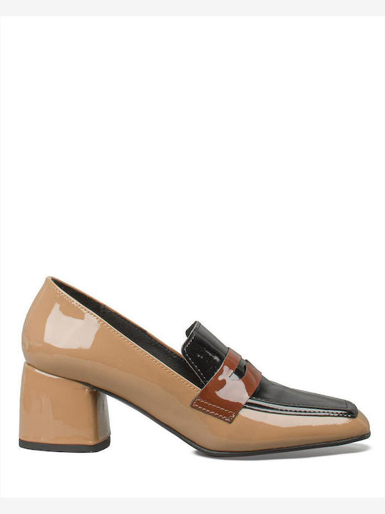 Leather Women's Loafers in Brown Color